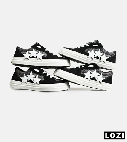 کفش اسنیکرزمشکی سفید Amiri Stars v2 مدل 7076