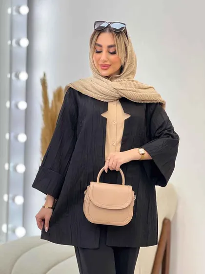 مانتو یقه چاک آستین پاکتی
