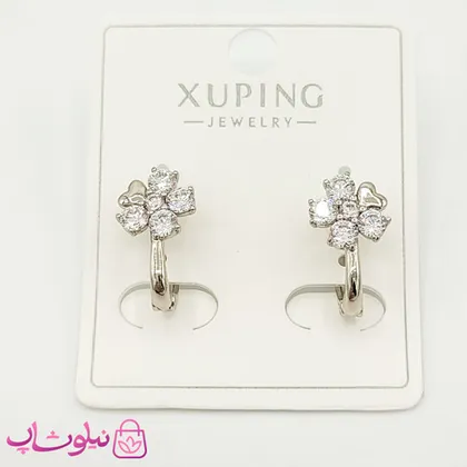 گوشواره دخترانه ژوپینگ مدل گل نقره ای