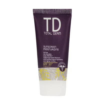 کرم ضد آفتاب بی رنگ SPF50 فاقد چربی توتال درم 50 میل