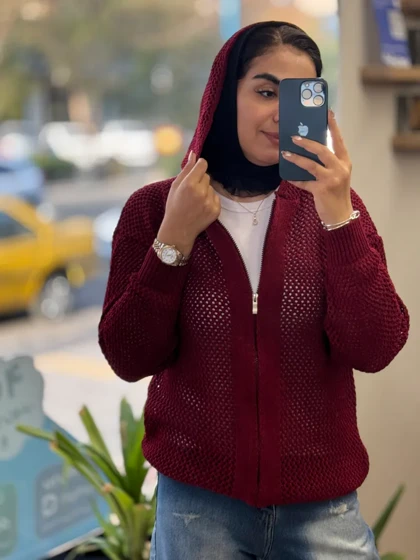 سویشرت بافت زنبوری کلاه دار_8140