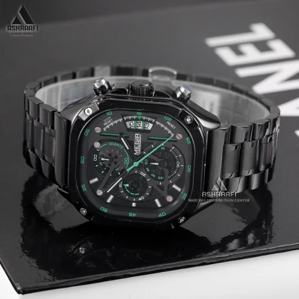 ساعت مگیر صفحه مربعی Megir MS2217G-BK-1N9