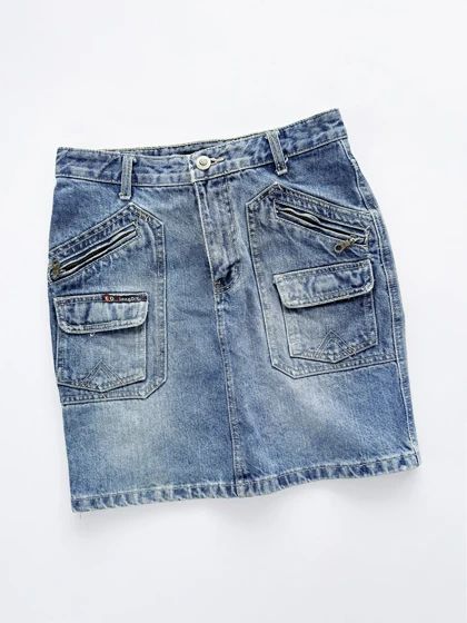 دامن کوتاه جین جیب‌دار