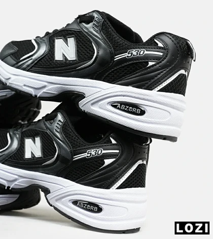 کفش کتانی زنانه و مردانه مشکی سفید NEW BALANCE 530 مدل 6626