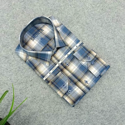 پیراهن مردانه استین بلند طرحدار _ قواره معمولی