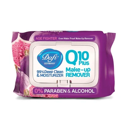 دستمال مرطوب پاک کننده آرایش دافی مدل Q10 میوه انجیر 50 عددی