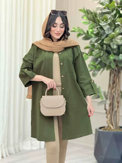 مانتو بغل سه دکمه جیب دوبل