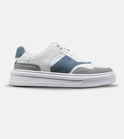 کفش کتانی کژوال برشکا سفید آبی مردانه و زنانه مدل 8850 کفش اسپرت Bershka