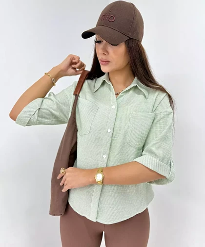 شومیز راه راه زنانه کد SV039 برند ردا