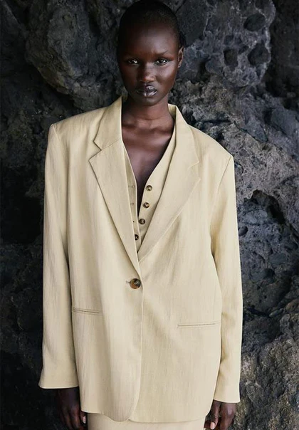 کت لینن آستردار کلاسیک H&M344