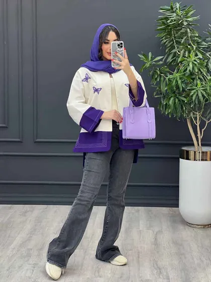 مانتو لینن ترکیبی طرح پروانه