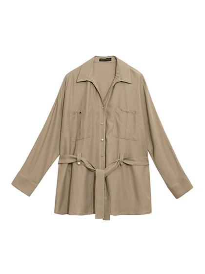 تونیک زنانه ویسکوز آستین بلند یقه مردانه کژوال50102