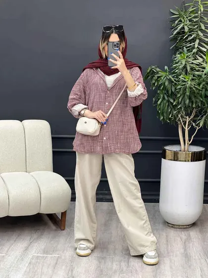 مانتو لینن آبرنگی آستین پاگن