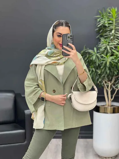مانتو دو دکمه جیب نما