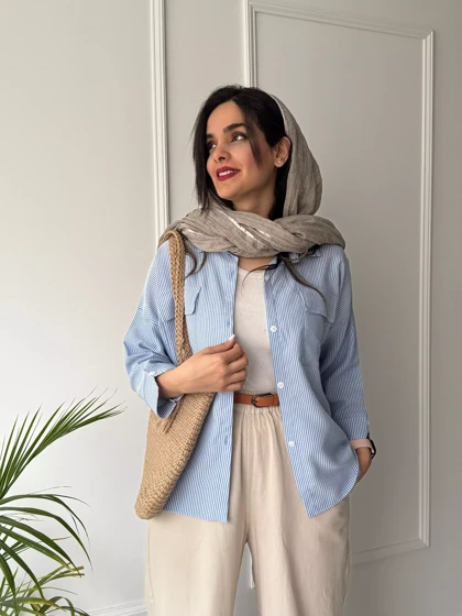 مانتو راه راه رز