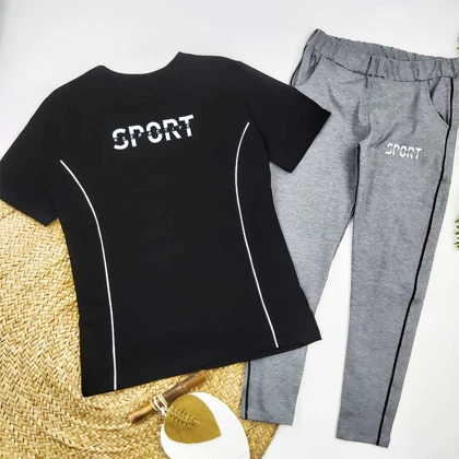 ست تیشرت شلوار زنانه سایز بزرگ SPORT
