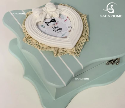 جعبه لوازم خیاطی طرح دوژان مدل خطی سبز پاستیلی