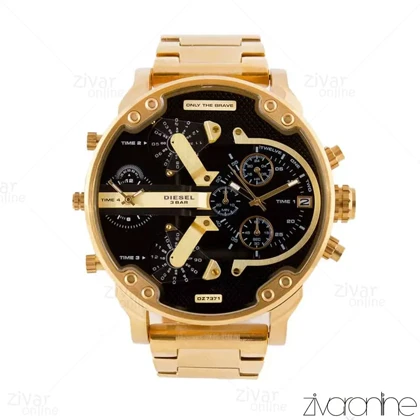 ساعت دیزل مردانه هفت موتوره طلایی صفحه مشکی 103702