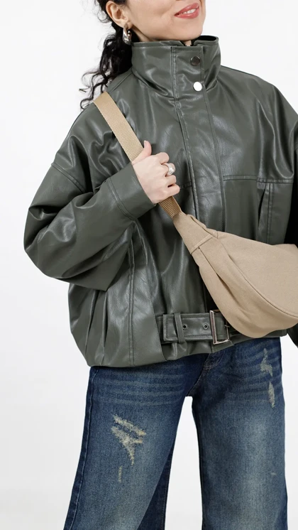 بامبر جکت چرم pull&bear
