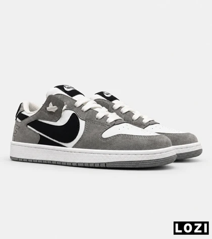 کتانی نایک Air Jordan 1 سفید طوسی مشکی مدل 9697 استایل خیابانی