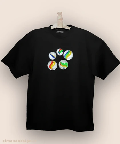 تیشرت لش مردانه و زنانه نوستالژی طرح تیله رنگی