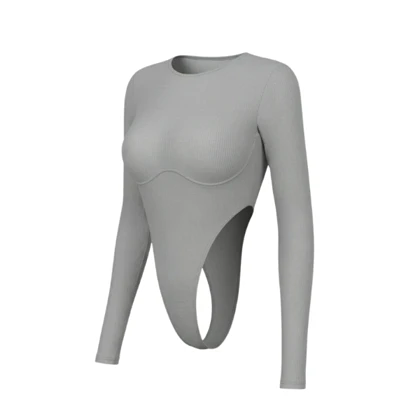 بادی بغل باز طوسی دوخت زیر سینه