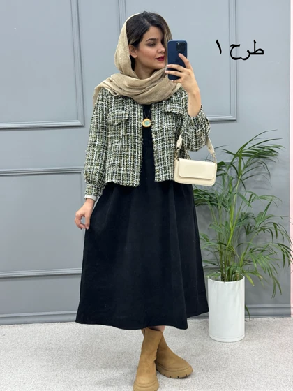 ست پیراهن مانتویی و کت شانل ملودی