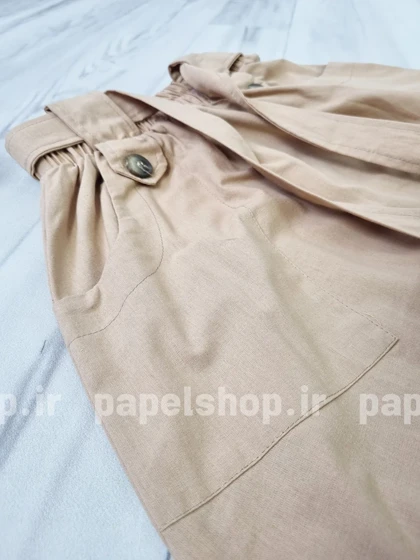 دامن جیب کراس دکمه‌ای کمربنددار