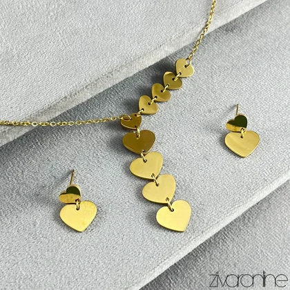 نیم ست مدل قلب پیوسته طلایی 10184