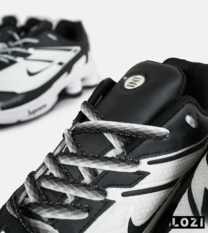 کفش کتانی مردانه سفید مشکی نایک NIKE x SUPREME shox ride 2