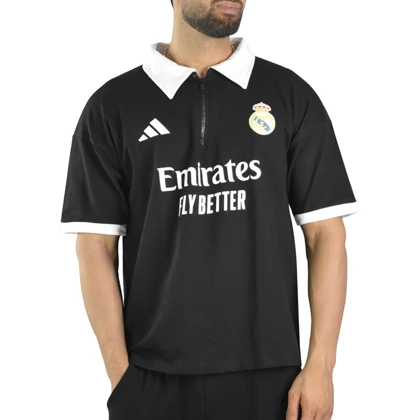 پولوشرت نیم زیپ اسپرت رئال مادرید مدل CMP-Adidas -3E827 مشکی