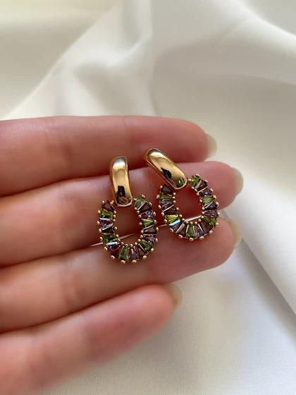 گوشواره نگین رنگی ژوپینگ