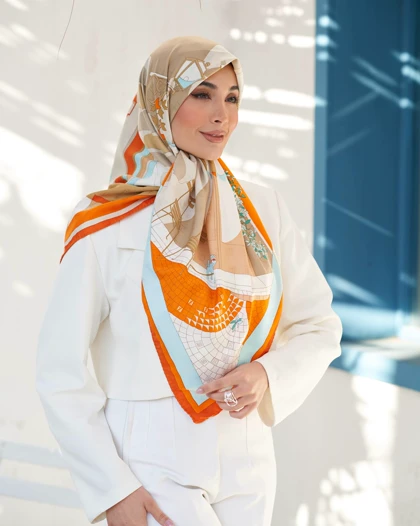 روسری ابریشم ژاکارد قواره 120 30205