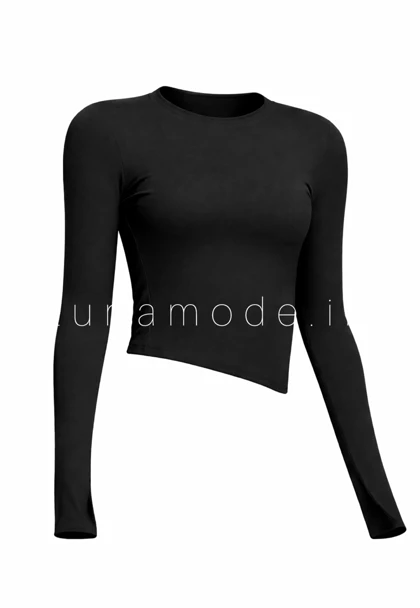 تیشرت آستین بلند بغل برش‌دار زنانه