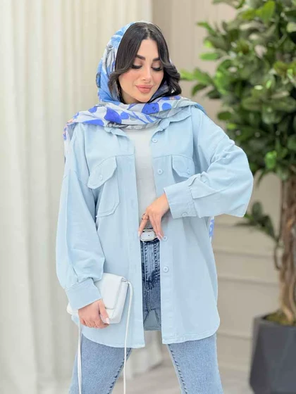 مانتو کتان جیب پاکتی برش‌دار