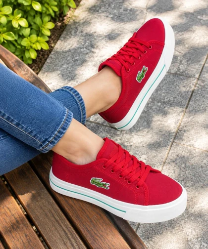کفش اسپرت زنانه مدل LACOSTE قرمز