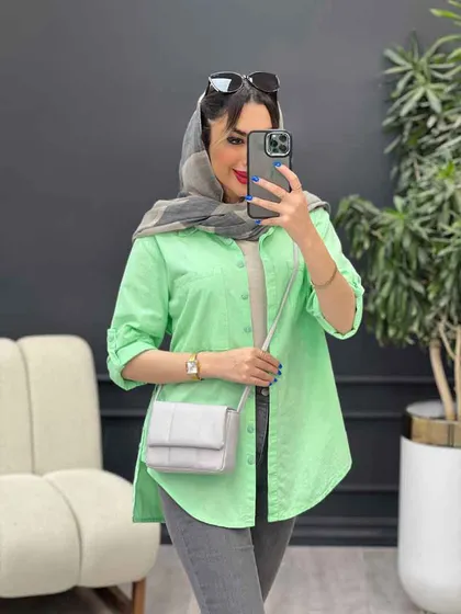 مانتو لینن رنگی بغل پنج دکمه