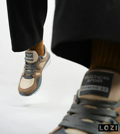 کفش کتانی طبی زنانه و مردانه قهوه ای کرم فیلی SKECHERS archfit v02 مدل 4717