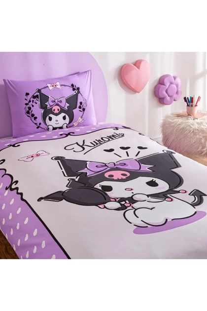 سرویس روتختی یک نفره Taç مدل Kuromi پنبه‌ای - چندرنگ