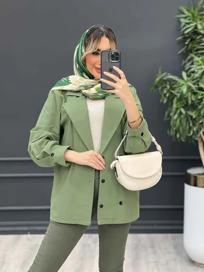 مانتو لینن سر آستین دکمه
