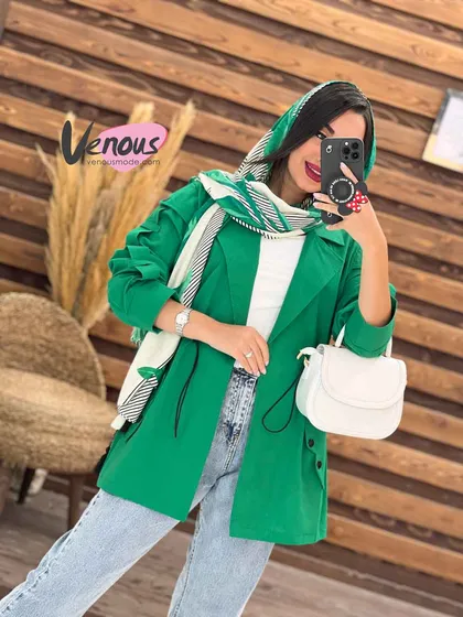 مانتو جیب دودکمه کمرگت