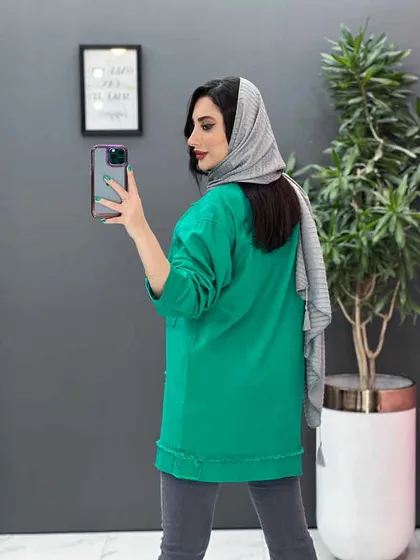 مانتو کتان زاپ‌دار ریش دار