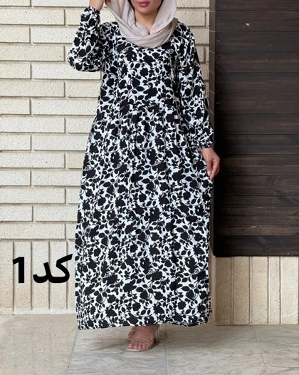 پیراهن نخی طرح گل‌دار #7057