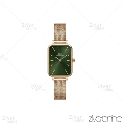 ساعت دنیل ولینگتون زنانه رزگلد صفحه سبز بند حصیری 105419