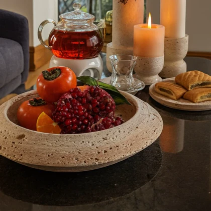 ظرف سفینه تراورتن کرم قطر 25 سانتی