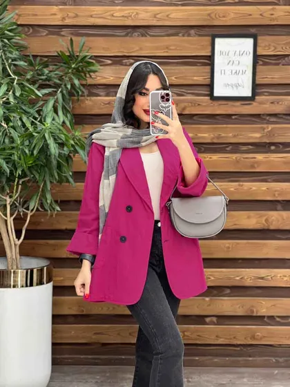 مانتو لینن یقه آرشال آستین پاکتی