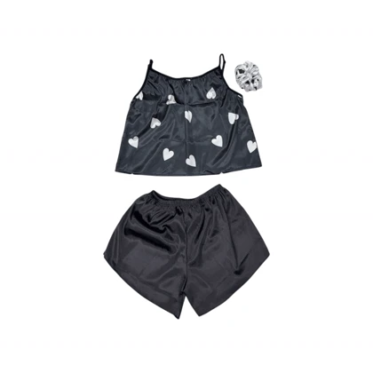 ست نیم‌تنه و شلوارک طرح قلب 083