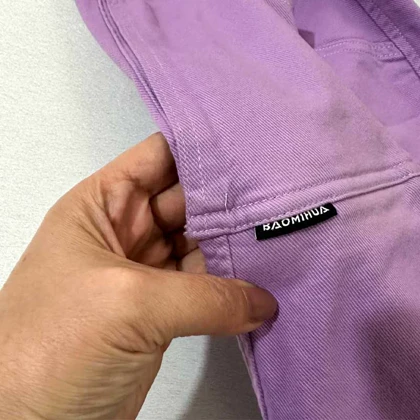 شلوار کتان بگ پایین بنددار دخترانه بنفش و مشکی