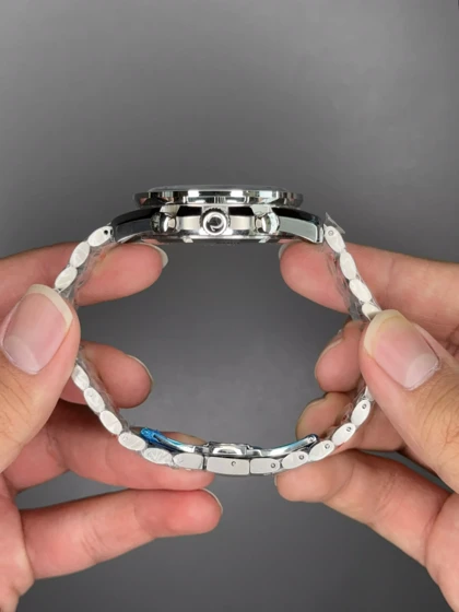 ساعت مچی امگا اسپیدمستر بند سیلور صفحه مشکی Omega Speadmaster SuperRacing