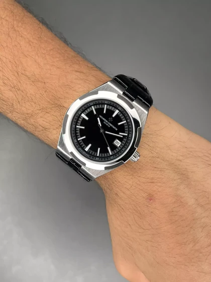 ساعت مچی وشرون کنستانتن بند چرمی صفحه مشکی Vacheron Constantin